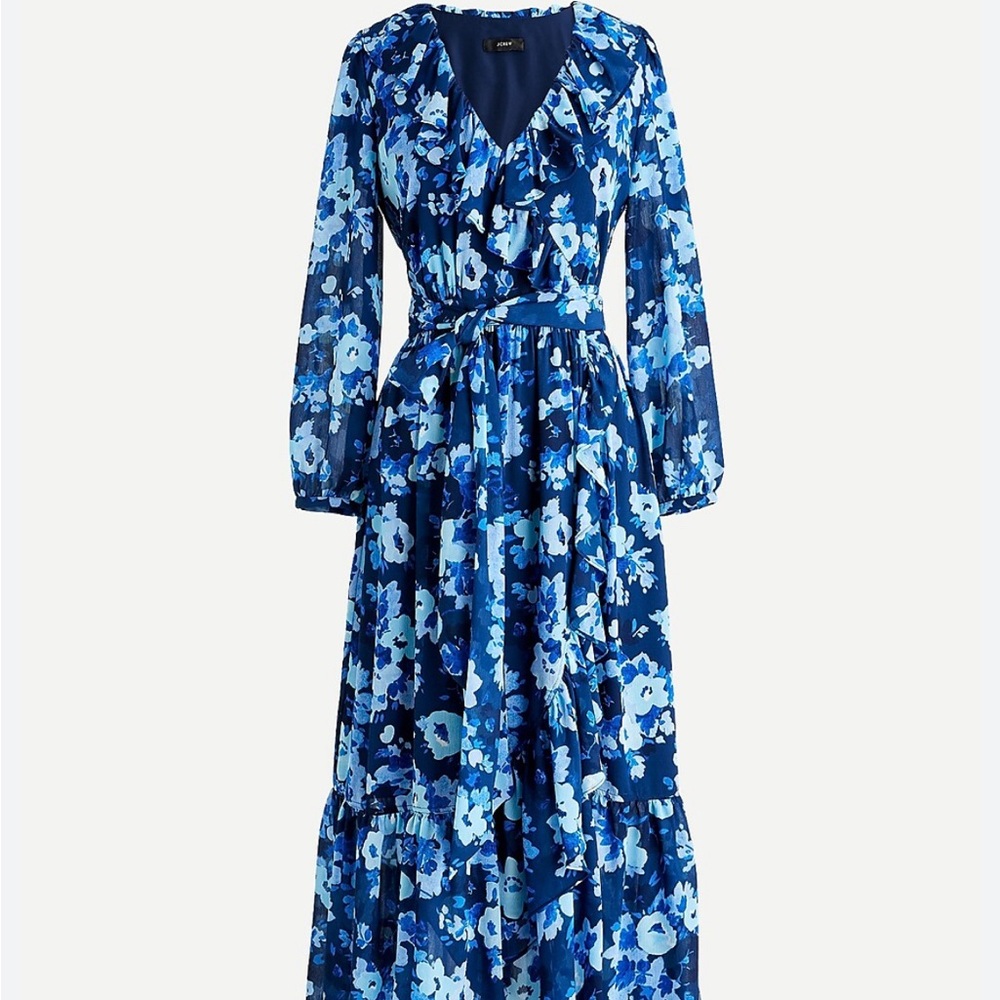 J.Crew Long-sleeve wrap dress in watercolor begonias print. Tags on, never worn!